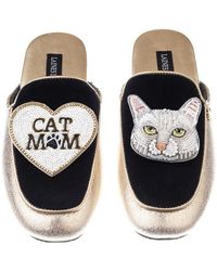 Laines London - Classic Mules With Lily White The Cat & Cat Mum / Mom Brooches - Lyst