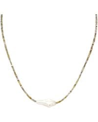 Rahul's Jewels - 16"-18" Adjustable Length Genuine Diamond Cube And Keshi Pearl Necklace - Lyst