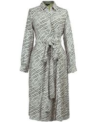 Smart and Joy - Italian Collar Wrap Belt Printed Dress - Lyst