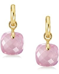 Preeti Sandhu - 18K Plated Hoops- Rose Quartz - Lyst