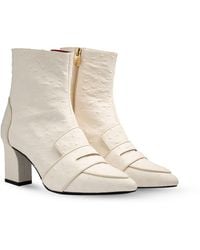 Rosamund Muir London - Neutrals Luciana Cream Ostrich Print Loafer Boots - Lyst