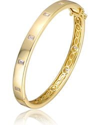 Genevive Jewelry - Plated Bezel Set With Clear Cubic Zirconia Bangle Bracelet - Lyst