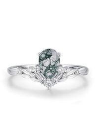 Azura Jewelry New York - Angelique Tulip Moss Agate Ring Vermeil - Lyst