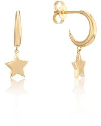 Auree - Alta Vermeil Moon Hoop Earrings With Star Drops - Lyst