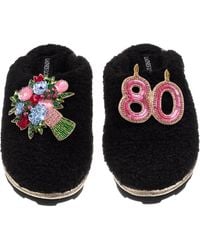 Laines London - Teddy Closed Toe Slippers With 80Th Birthday & Flowers Brooches - Lyst