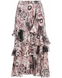 Smart and Joy - Neutrals Long Chiffon Skirt With Ruffles With Floral Print - Lyst