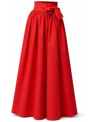 Nikka Place - Long Gathered Cotton Skirt With High Waist - Lyst