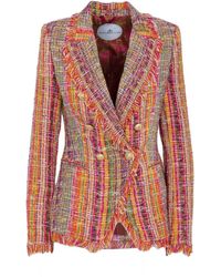 The Extreme Collection - Orange Cotton Blend Tweed Double Breasted Blazer Frayed Edge Antonella - Lyst