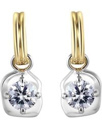 Onewildone - Drip Two-Tone Drop Hoop Earrings With Brilliant Cut Stones - Lyst