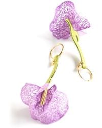 Nana Watanabe - Fragrant Vines Petal-Like Embroidered Earrings - Lyst