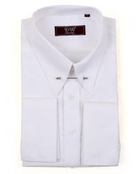 DAVID WEJ - Ashton Pin Collar Double Cuff Fine Twill Shirt - Lyst