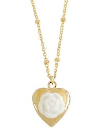 POPORCELAIN - Mini Camellia Heart Locket Pendant Necklace - Lyst