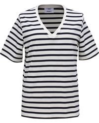 Smart and Joy - V Neck Stripes Cotton T-Shirt - Lyst
