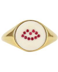 Lee Renee - Ruby Lip Signet Ring - Lyst