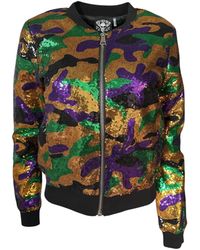 Any Old Iron - Nola Camo Sequin Bomber Jacket - Lyst