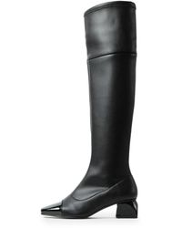 Alura - Georgia Tall Boots With A Chunky Heel With A Patent Toe Made Of Ecofriendly Elastic Leather - Lyst