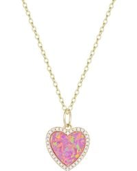 KAMARIA - Opal Heart Necklace With Crystals - Lyst