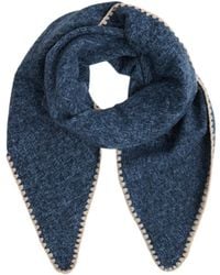 Saachi - Knitted Triangle Denim Shawl Wrap - Lyst