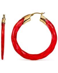 Gold & Honey - Ruby Swirl Twist Lucite Birthstone Hoop Earrings - Lyst
