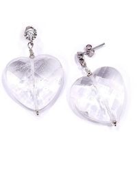Mineralgems•Studio - Neutrals Clear Quartz Heart Earrings With Butterfly Back - Lyst