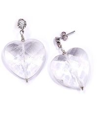 Mineralgems•Studio - Neutrals Clear Quartz Heart Earrings With Butterfly Back - Lyst