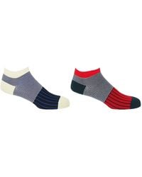 Peper Harow - Made in England - Scarlet Oxford Stripe Trainer Socks - Lyst