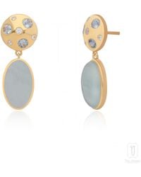 The Jewelz - Neutrals Aquamarine Dome Earrings Gift For Her - Lyst