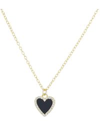 KAMARIA - Mini Onyx Heart Necklace With Crystals - Lyst