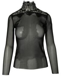 Silvia Serban - Tulle Blouse With Lace Detail - Lyst
