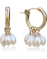 Kiri & Belle - Harlow Pearl Cluster Hoop Filled Earrings - Lyst