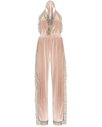 Noblesse Oblige - Nude Long Open Leg Romper - Lyst
