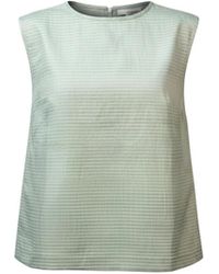 Stovaria - Pure Silk Textured Structured Sleeveless Top - Lyst