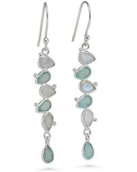 Isla Silver - Moonstone & Aqua Chalcedony Drop Earrings - Lyst