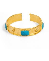 Ebru Jewelry - Turquoise Gemstone Antique Gold Cuff Bracelet - Lyst