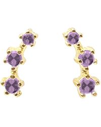 Harfi - Alexandrite June Birthstone Climber Plated Stud Earrings - Lyst