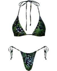 Playaluxe - Waikiki Triangle String Bikini Set Palm - Lyst