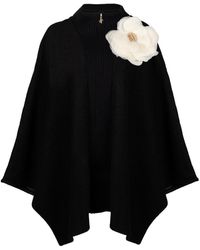 Laines London - Neutrals Laines Couture Wool Blend Zip Cape With Embellished Cream Corsage - Lyst