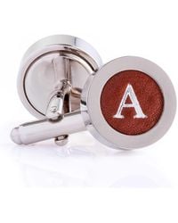 N'damus London - Regent Chestnut Leather Letter Cufflinks - Lyst
