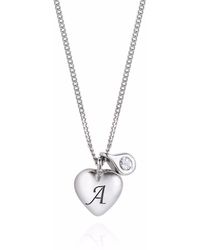 Lee Renee - Heart Initial & Diamond Necklace - Lyst