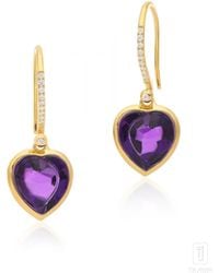 The Jewelz - Lover's Rock Heart Carved Amethyst French Earrings - Lyst