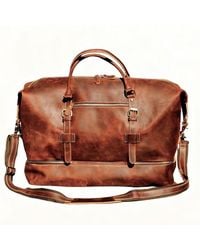 Touri - Leather Weekend Bag With Suit Compartment Weekender - Lyst