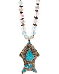 Ebru Jewelry - Silver Aqua Blue Fish Necklace - Lyst