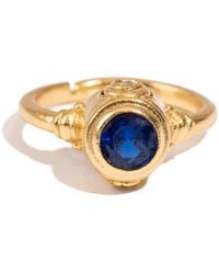 Ebru Jewelry - Midnight Sapphire Triple Stone Adjustable Ring - Lyst