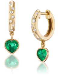 Preeti Sandhu - Rangoli 14K Emerald And Diamond Hoops - Lyst