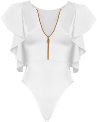 ANTONINIAS - Juliet Bodysuit With Decorative Zip In - Lyst