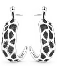 Unaloe - Organic Textured Chunky Hoop Earrings – Sterling - Lyst