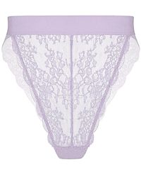 MONIQUE MORIN LINGERIE - Wild Lace Hi Leg Panty Lilac Hint - Lyst