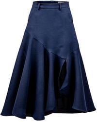 GUILLAUME ALEXANDRE - Flared Midi Skirt Organic Wool - Lyst