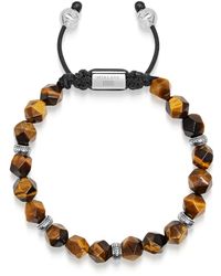 Nialaya - Sterling Faceted Beaded Bracelet With Tiger Eye - Lyst