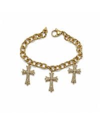 Jagged Halo Jewelry - Trinity Cross Charm Bracelet Plated - Lyst